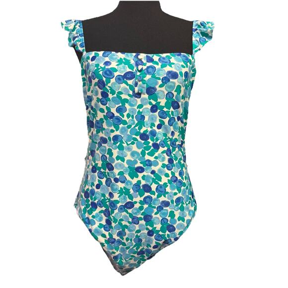 J. Crew Other - J Crew Swimsuit Womens 12 One Piece Bathing Suit NO TIE BELT Blueberry Print